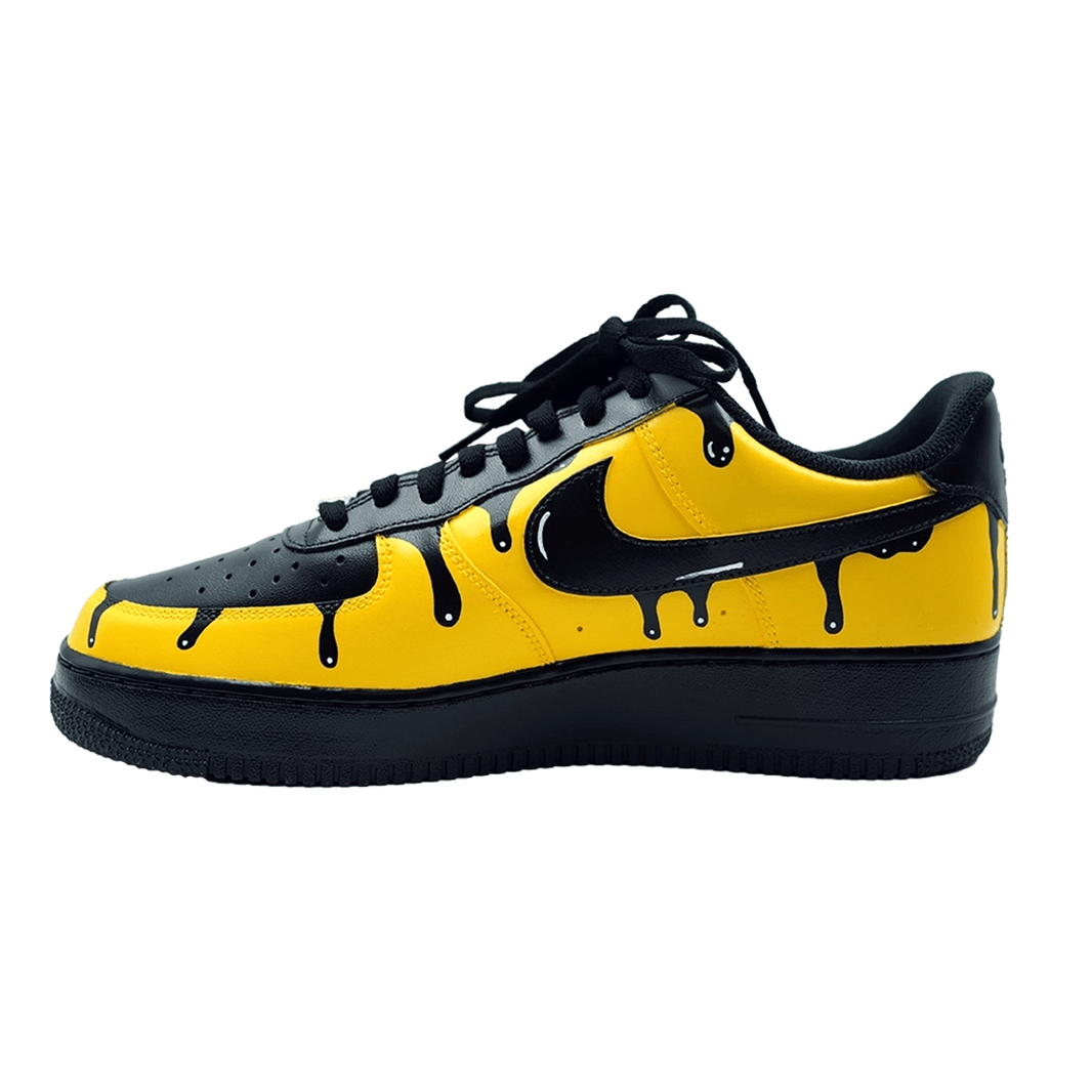 Custom Air Force 1 Yellow Black Drip Pattern Lamborghini Logo