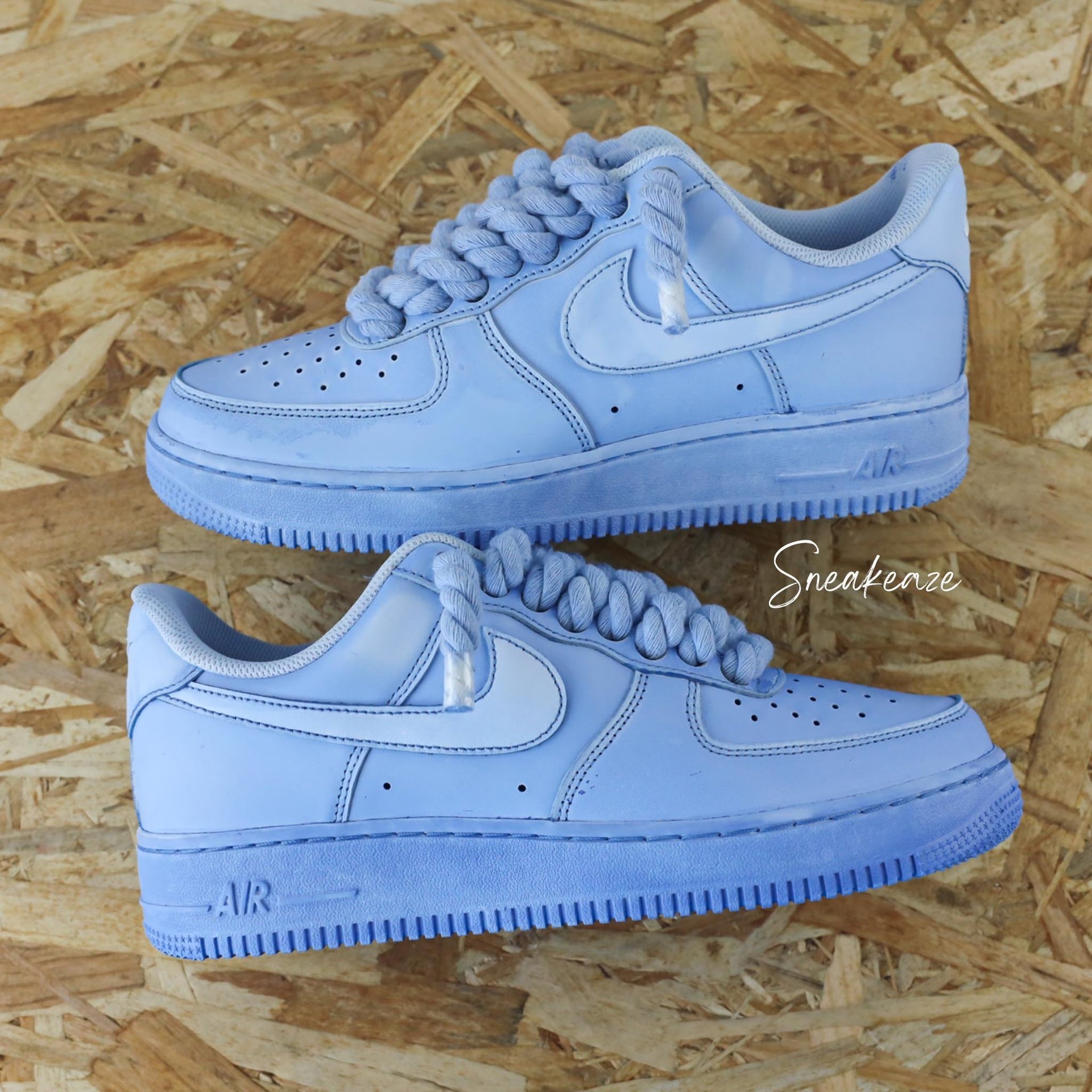 Custom Air Force 1 Baby Blue Thick Hemp Rope