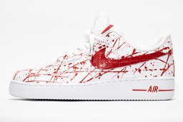 Custom Air Force 1 White Red Splatter Pattern