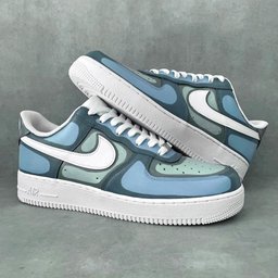 Custom Air Force 1 Blue Green Camouflage Pattern
