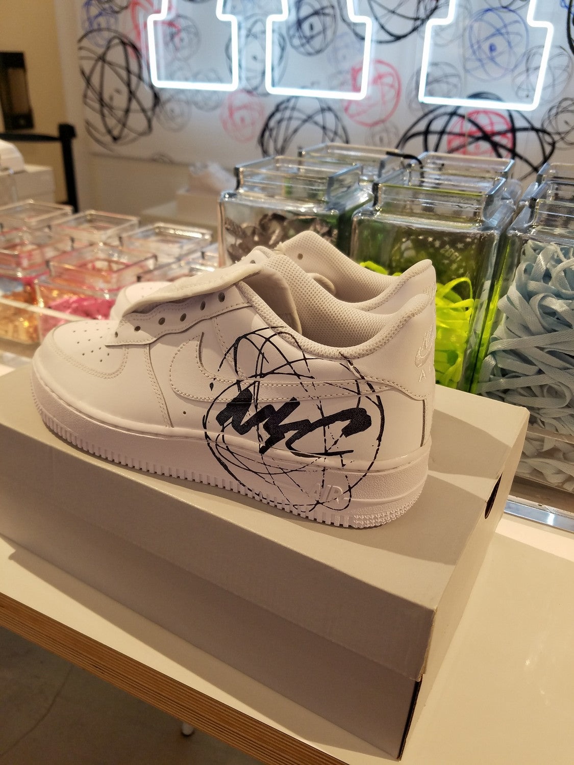 Custom Air Force 1 White Graffiti Pattern