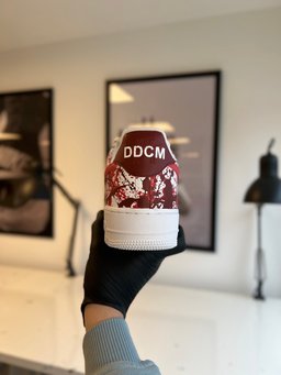 Custom Air Force 1 Red White Splatter Pattern - view 2