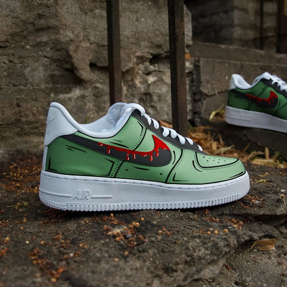 Custom Air Force 1 Green Cartoon Pattern