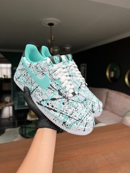 Custom Air Force 1 Mint Green Splash Pattern - view 2