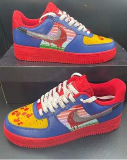 Custom Air Force 1 Blue Yellow Red with Graphic Patterns