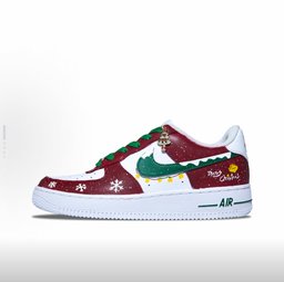 Custom Air Force 1 Maroon White Christmas Theme