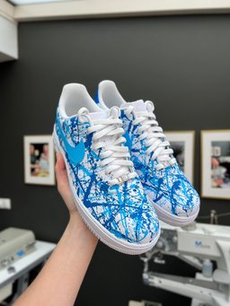 Custom Air Force 1 Blue White Splatter Pattern - view 2