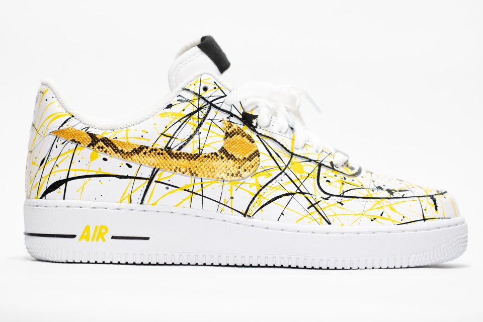 Custom Air Force 1 White Yellow Black Graffiti Snake Print