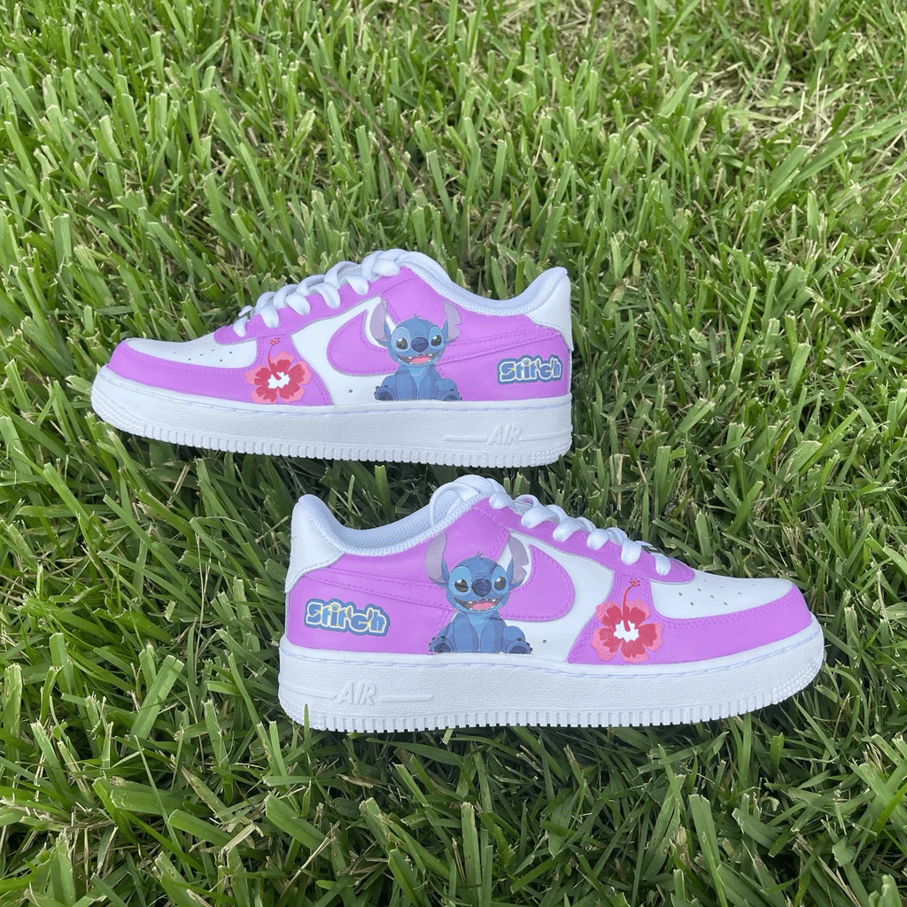 Stitch Theme Pink White Custom Air Force 1