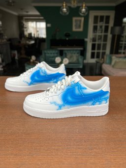 Custom Air Force 1 White Blue Lightning Pattern - view 2