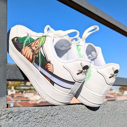 Custom Air Force 1 White With One - Piece Zoro And Dragon Patterns - view 2