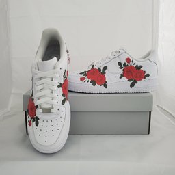 Custom Air Force 1 White Rose Pattern - view 2