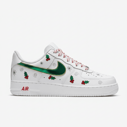 Custom Air Force 1 White Christmas Holly Pattern