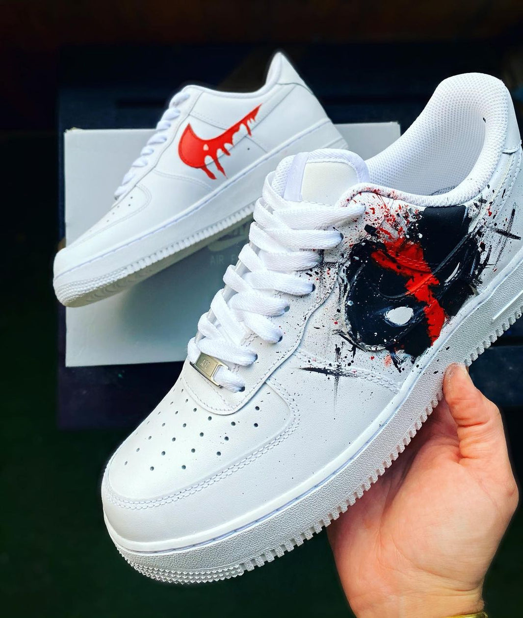 Custom Air Force 1 White Graffiti And Blood - like Pattern