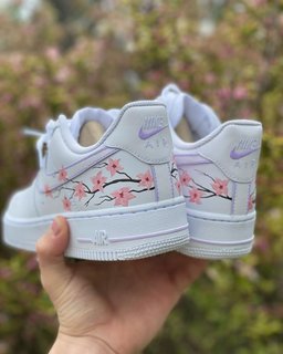 Custom Air Force 1 White With Cherry Blossom Design