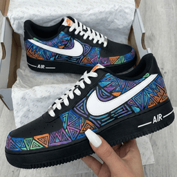 Geometric Pattern Black Custom Air Force 1 - view 2