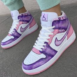 Psychedelic Pattern Baby Pink Purple Custom Air Force 1 - view 2