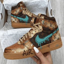 LV Pattern Teal Brown Custom Air Force 1 - view 2