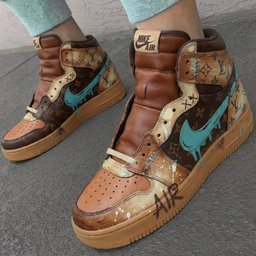 LV Pattern Teal Brown Custom Air Force 1 - view 3