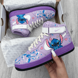 Stitch Themed Lavender Custom Air Force 1 - view 2