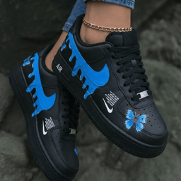 Butterfly Pattern Blue Black Custom Air Force 1 - view 2
