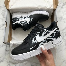 Flame Pattern Black White Custom Air Force 1 - view 2