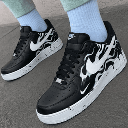 Flame Pattern Black White Custom Air Force 1 - view 3