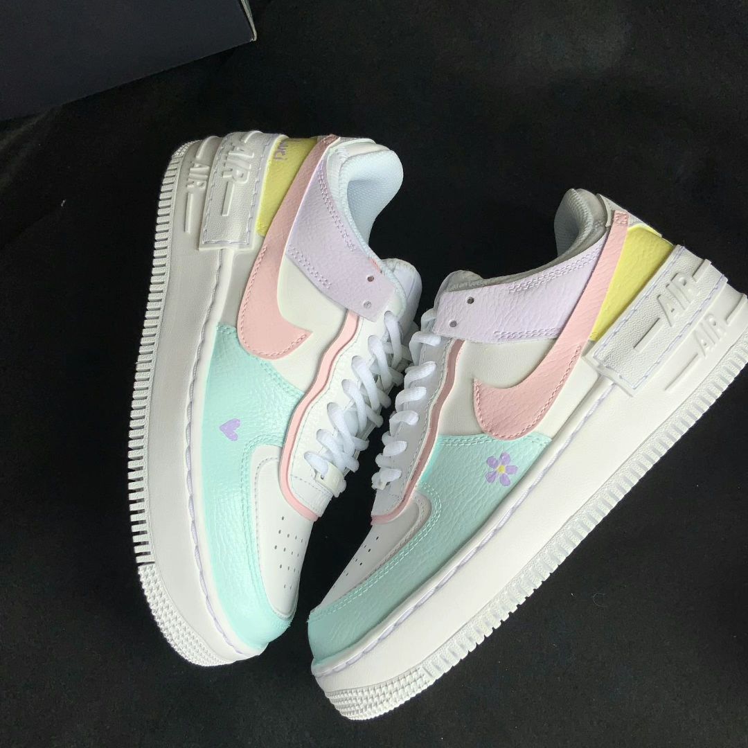 Floral Heart Baby Blue Baby Pink Custom Air Force 1