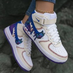 Butterflies Baseball Theme Purple Custom Air Force 1 - view 2