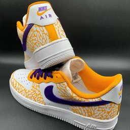 Cracked Pattern Orange Purple Custom Air Force 1 - view 3