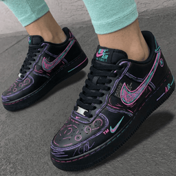 Neon Graffiti Black Custom Air Force 1 - view 3