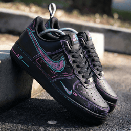Neon Graffiti Black Custom Air Force 1