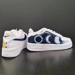 Moon Phase And Sun Pattern Yellow Navy Custom Air Force 1 - view 2