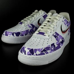 Purple Camo Shark Teeth Custom Air Force 1 - view 2