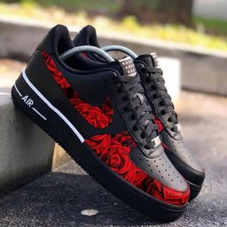 Rose Pattern Black Red Custom Air Force 1 - view 2
