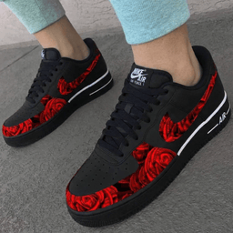 Rose Pattern Black Red Custom Air Force 1 - view 3