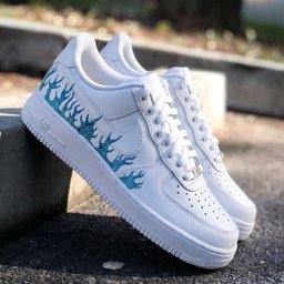 Sparkling Blue Glitter Flame Pattern Custom Air Force 1 - view 2