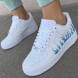 Sparkling Blue Glitter Flame Pattern Custom Air Force 1 - view 3