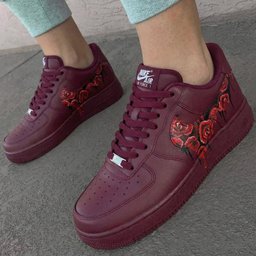 Rose Pattern Maroon Custom Air Force 1 - view 3