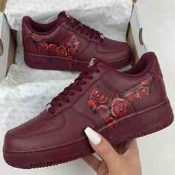 Rose Pattern Maroon Custom Air Force 1 - view 2