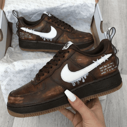 Dripping - Logo Pattern Brown White Custom Air Force 1 - view 2