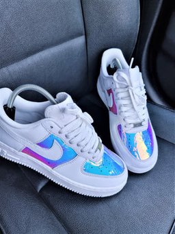 Holographic Baby Pink Blue Custom Air Force 1 - view 2
