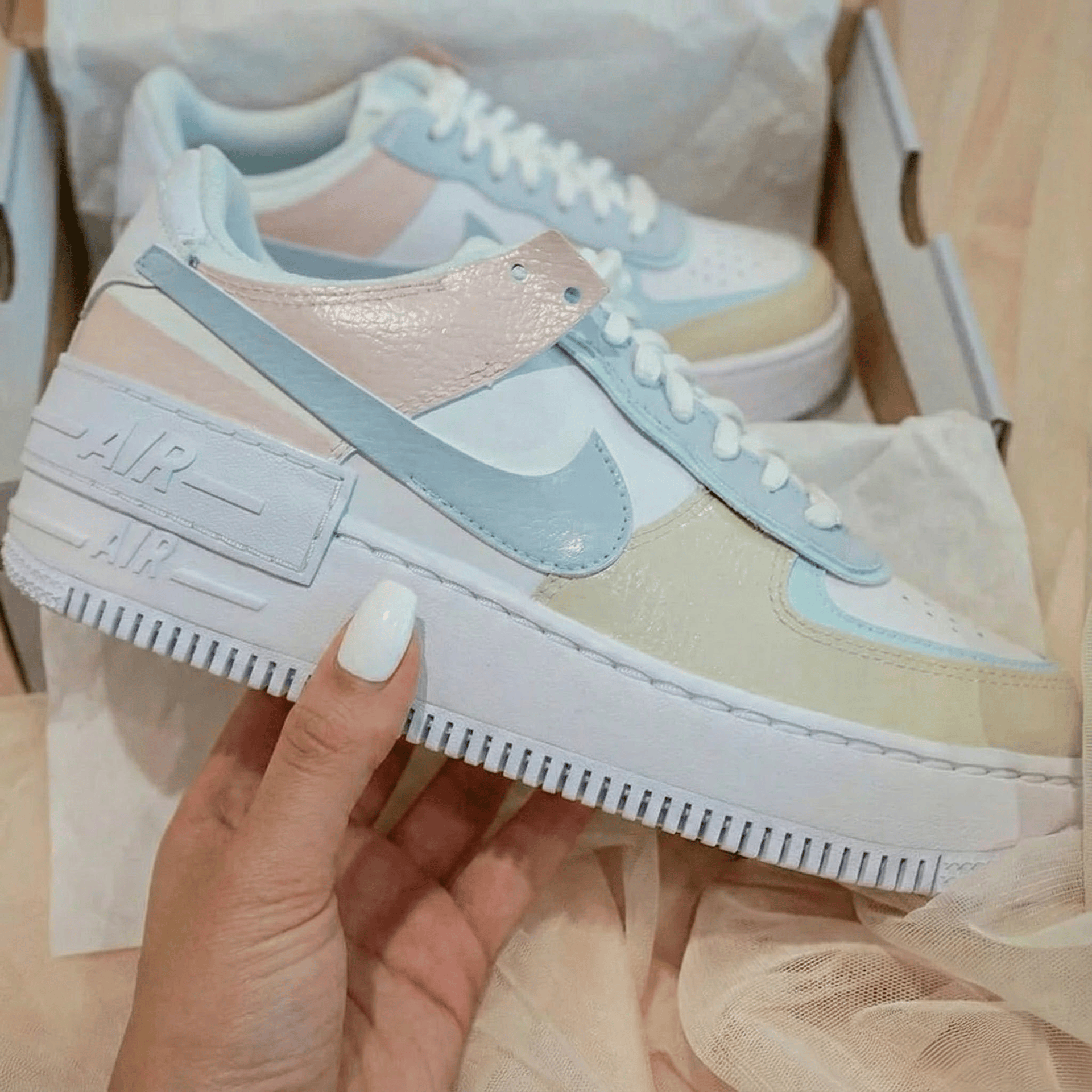 Pastel Baby Blue Baby Pink Custom Air Force 1
