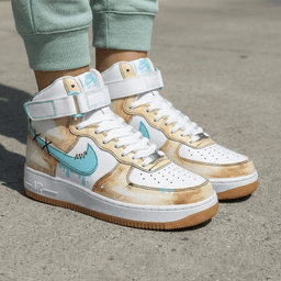 Stitch Pattern Aqua Tan Custom Air Force 1 - view 3