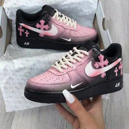 Cross Pattern Baby Pink Black Custom Air Force 1 - view 2