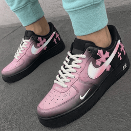 Cross Pattern Baby Pink Black Custom Air Force 1 - view 3