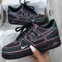 Abstract Pattern Pink Teal Custom Air Force 1 - view 2
