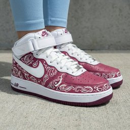 Bandana Pattern Maroon White Custom Air Force 1 - view 3