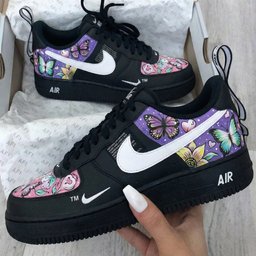 Butterflies and Flowers Black Pink Custom Air Force 1 - view 2