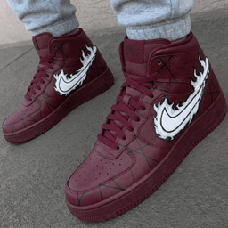 Flame Pattern Burgundy White Custom Air Force 1 - view 3